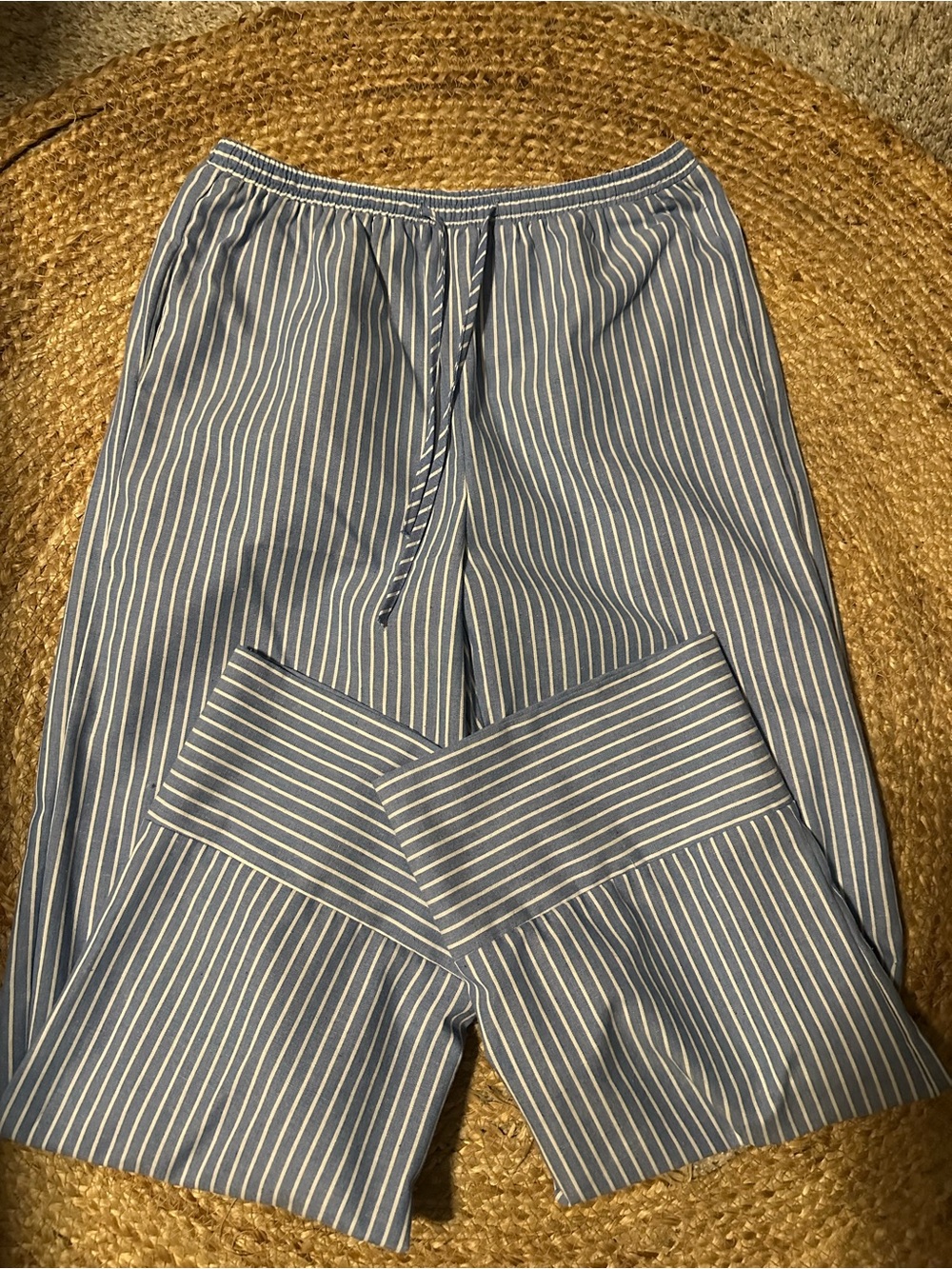 Blue and White Pinstripe Linen Pants from Pink Lily..